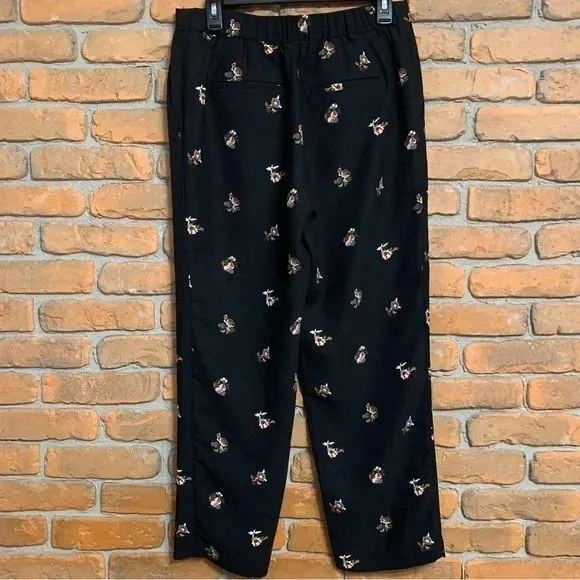 Ann Taylor Pants Womens Small Black Floral Print Elastic Waist‎ Slacks Work Wear - Image 2