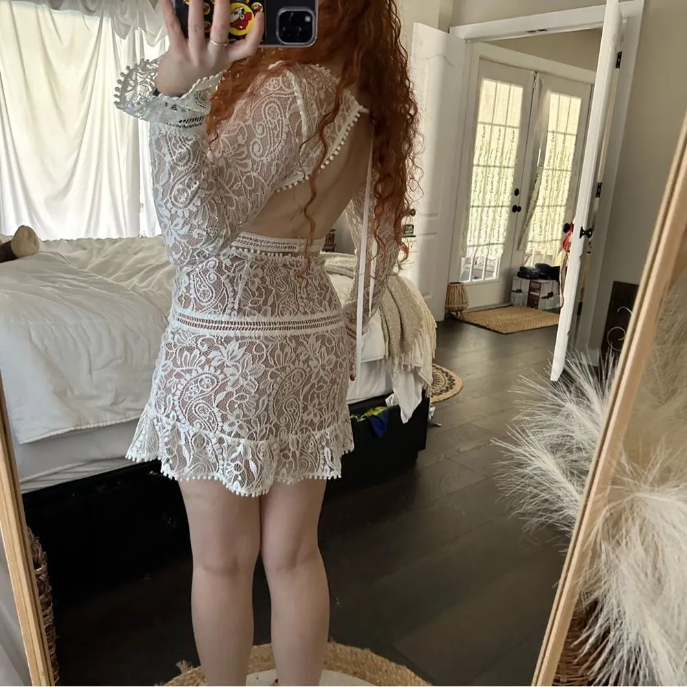For Love & Lemons Emerie White Cutout Lace Mini Dress - Image 2