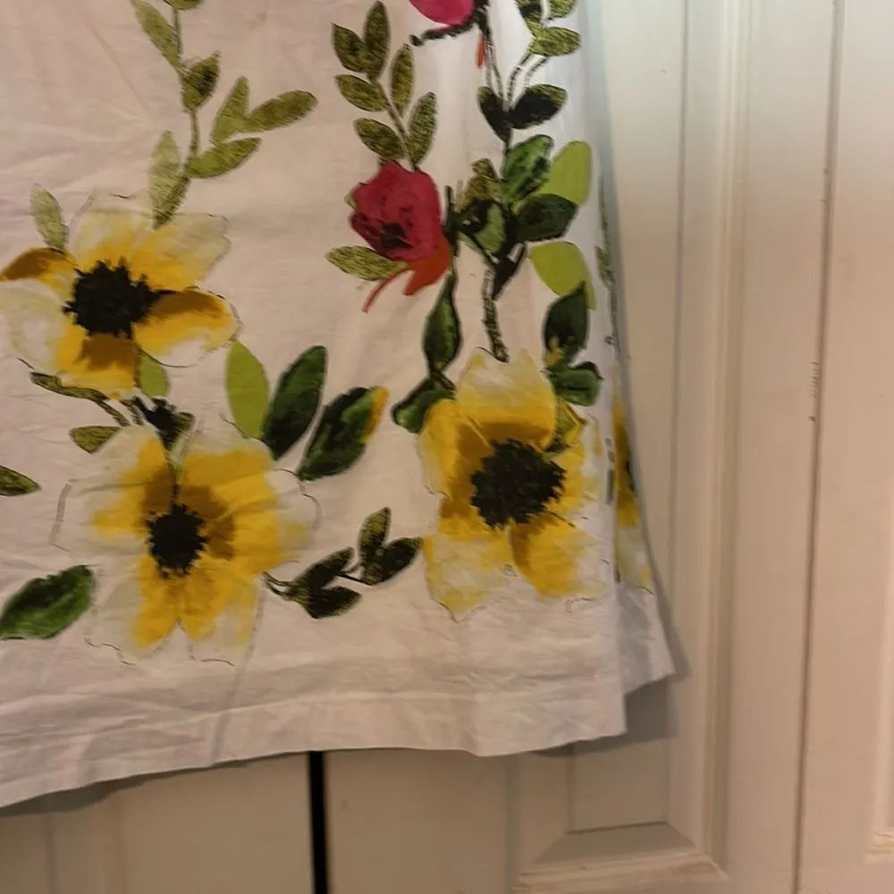 Orvis Retro Style A Line White Floral Cotton Skirt XS - Image 8