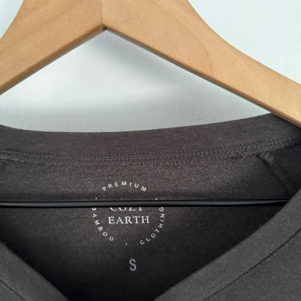 Cozy Earth Small Brushed Bamboo Pullover Crew Charcoal Grey Lounge Comfy Gray - Image 3