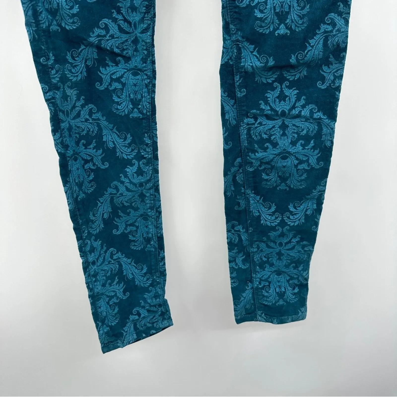 Hudson‎ Nico Velvet Brocade Victorian Navy Blue Mid Rise Pants Size 24 - Image 3