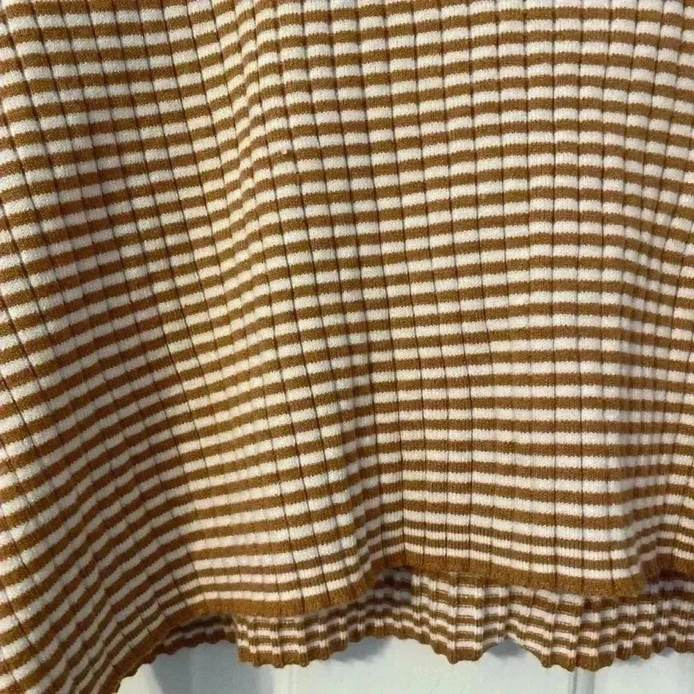 La Hearts Cropped long sleeve striped knit oversized cream burnt‎ orange sweater - Image 8