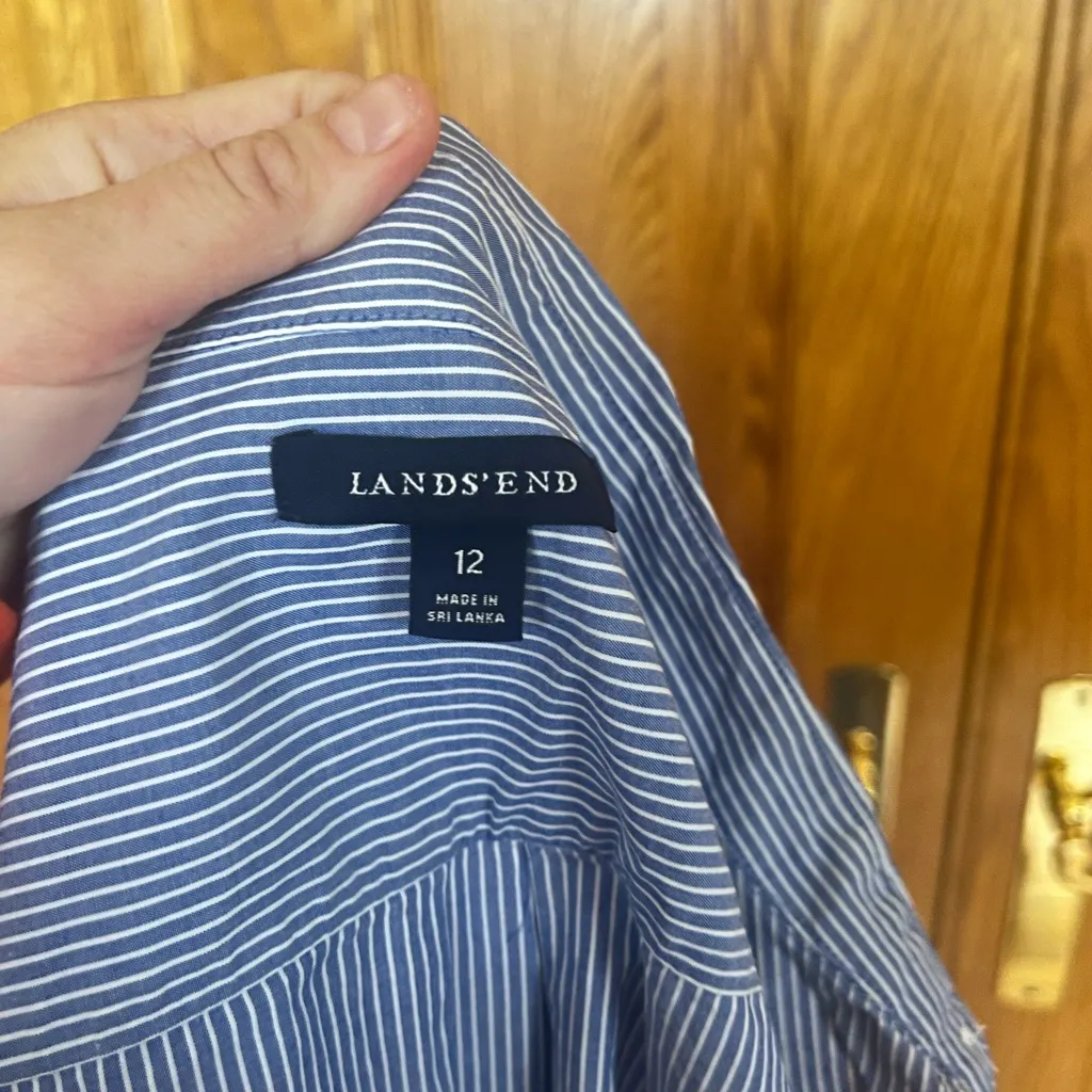 Lands’ End - Blue Striped Button-Up Shirt - Image 2
