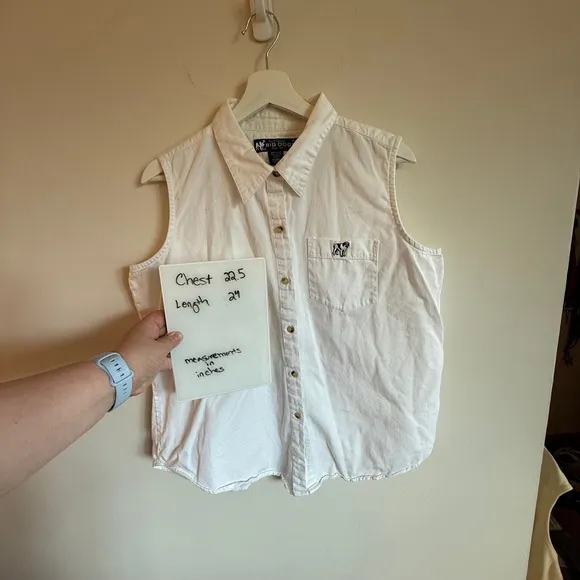 Big Dogs Sleeveless Button Down Shirt XL White‎ Cotton 90s Y2K Dog - Image 4