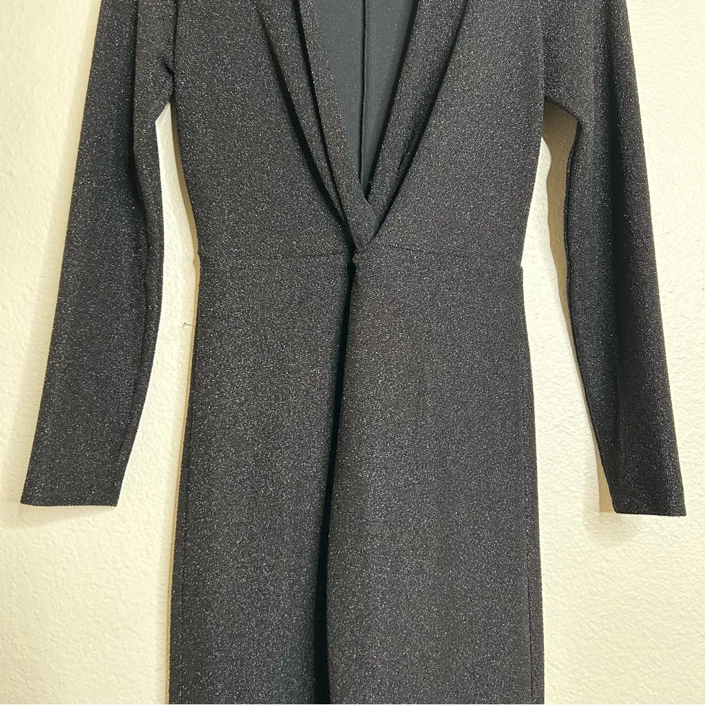 Reformation metallic shimmer dress black medium - Image 3