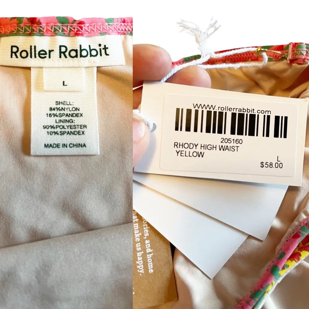 ROBERTA ROLLER RABBIT Rhody High Waist Bikini Bottom Floral Yellow Swimwear NWT - Image 5