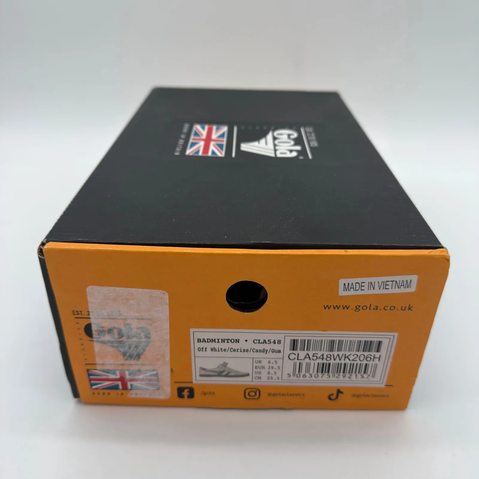 Gola Badminton Court Canvas Suede Off White Cerise Candy Retro Sneakers 8.5 Pink - Image 9