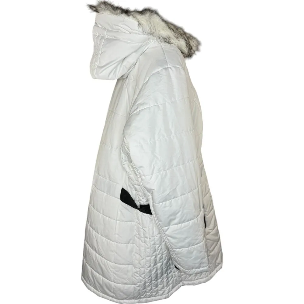 Susan Graver Water Resistant Quilted Puffer Jacket with Hood Thistle White 2X - Image 9