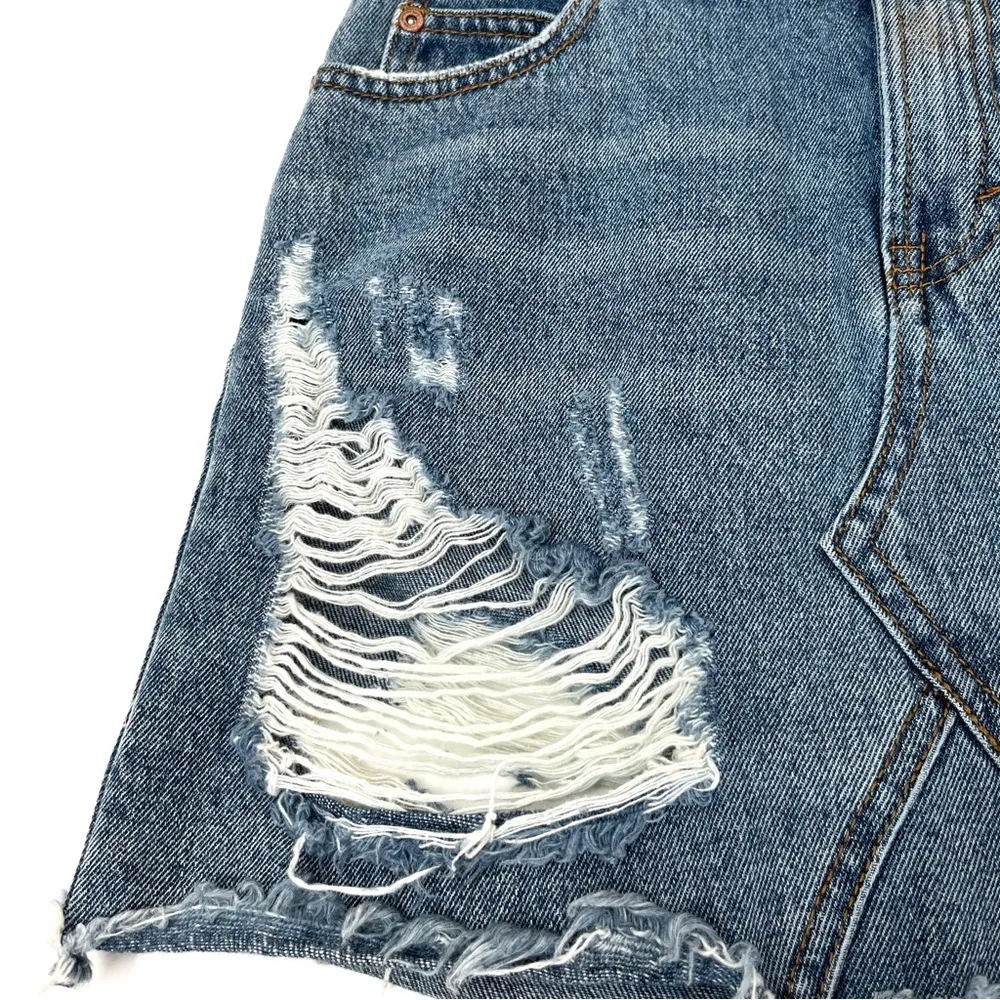 Dance & Marvel Distressed Denim Jean Mini Skirt Size Medium - Image 5