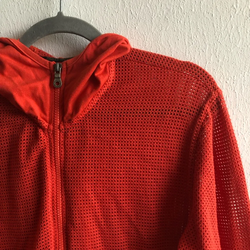 Harley Davidson Hoodie Bright Orange Mesh Full Zip Up Sz S GUC Biker Wear - Image 5