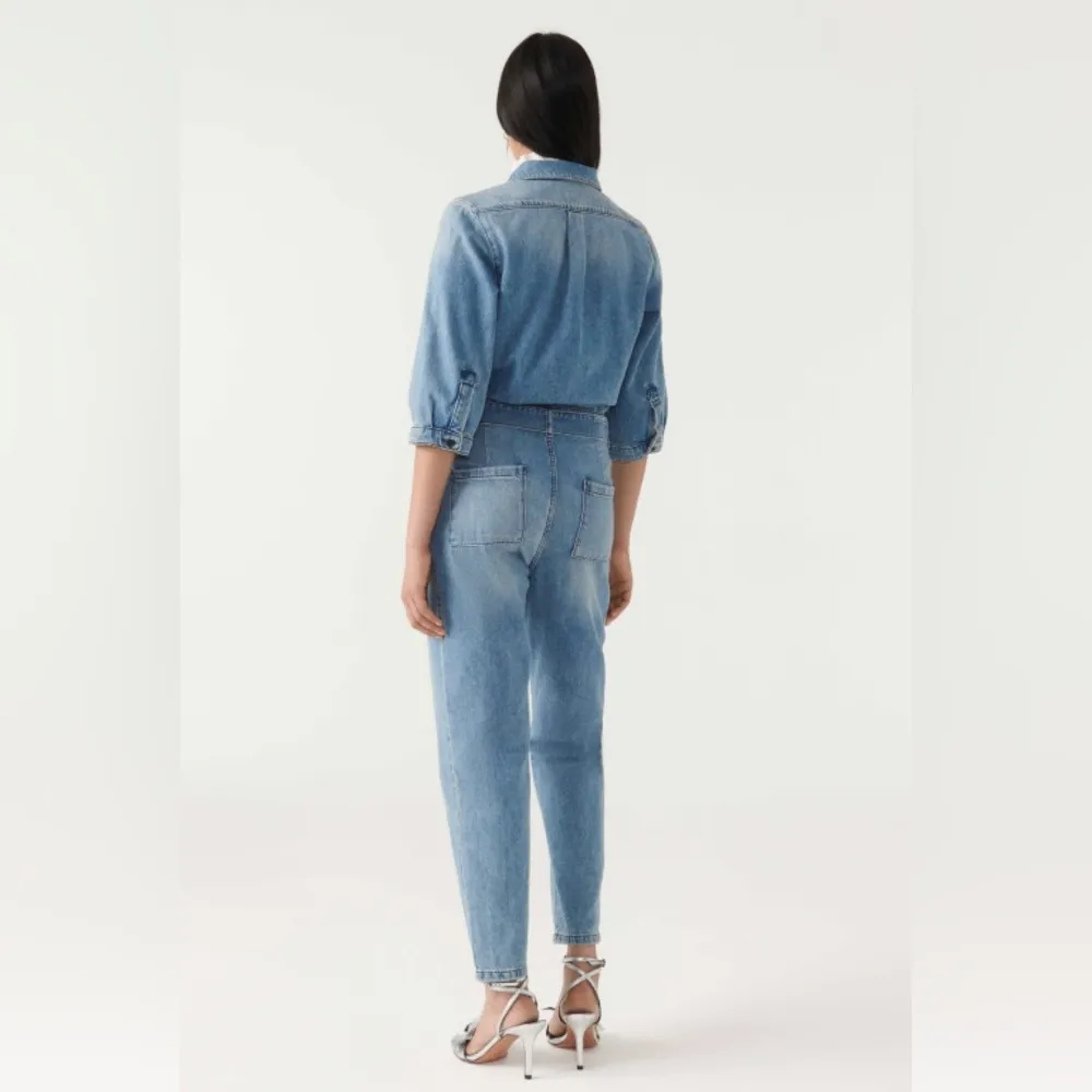 Ba&sh Combinaison Frida Denim Jumpsuit, Blue Size L New with Tag Retail $345.00 - Image 5
