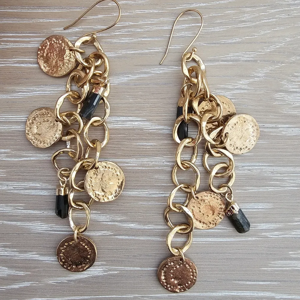 Aureus + Argent Black Tourmaline Charm Large Statement  Earrings - Image 4