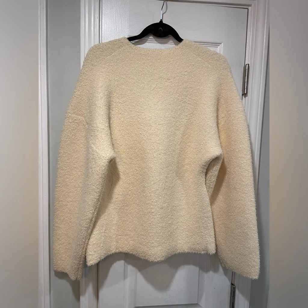 NWT J. Crew Size M Cream Gold Button Cinched Waist Sweater Jacket Knit Cardigan - Image 9