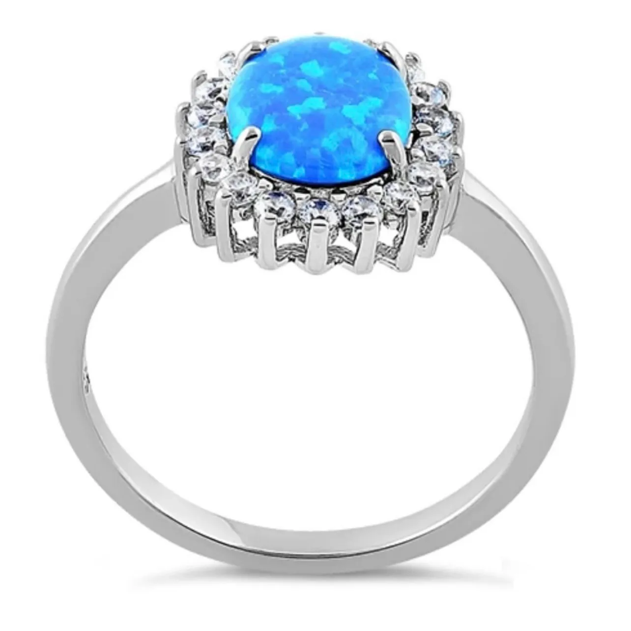 SIZE 5 925  Oval Blue Lab Opal CZ Ring - Image 2