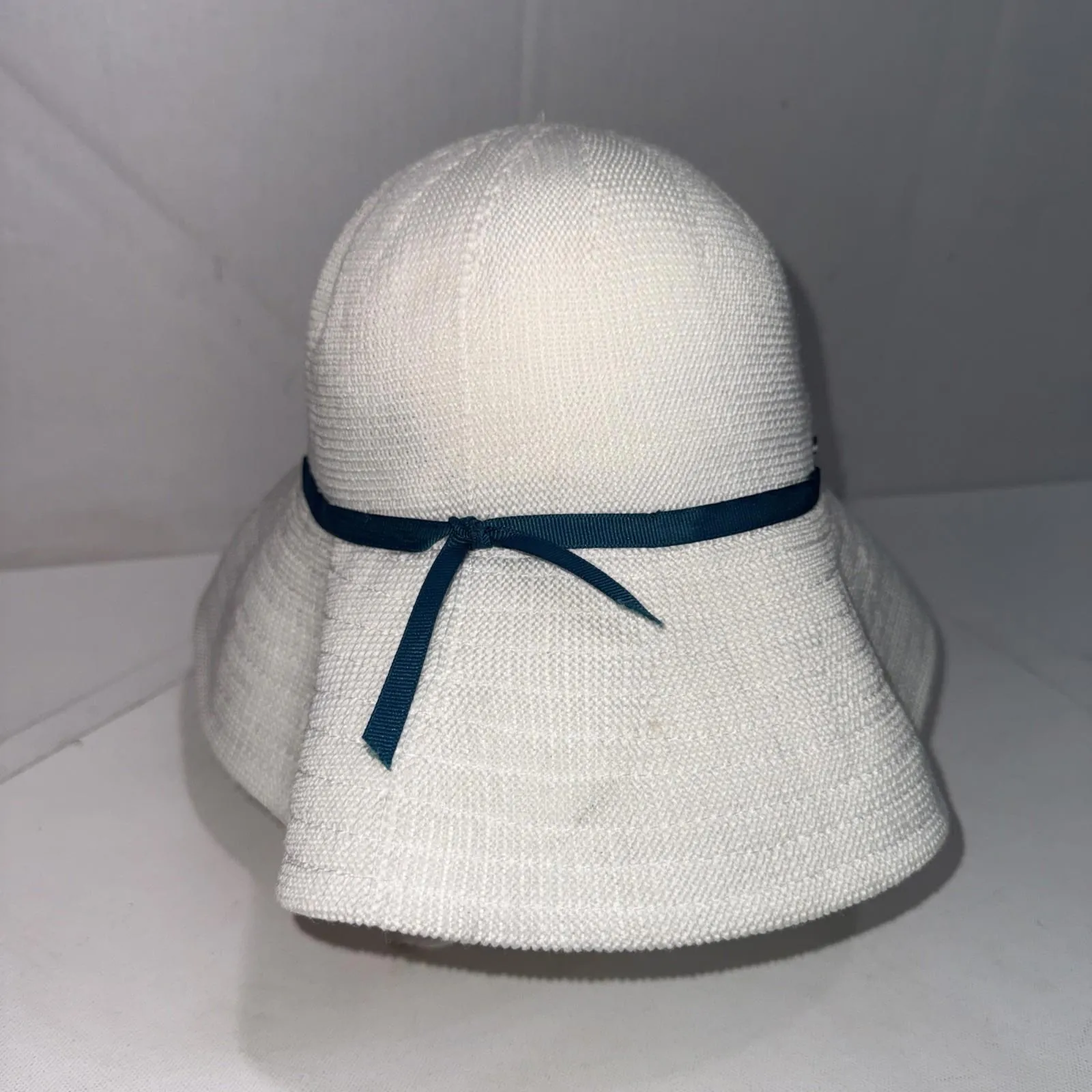 Scala Minimalist Green Bow Adjustable Size White Wide Brim Bucket Cap Sun Hat - Image 9
