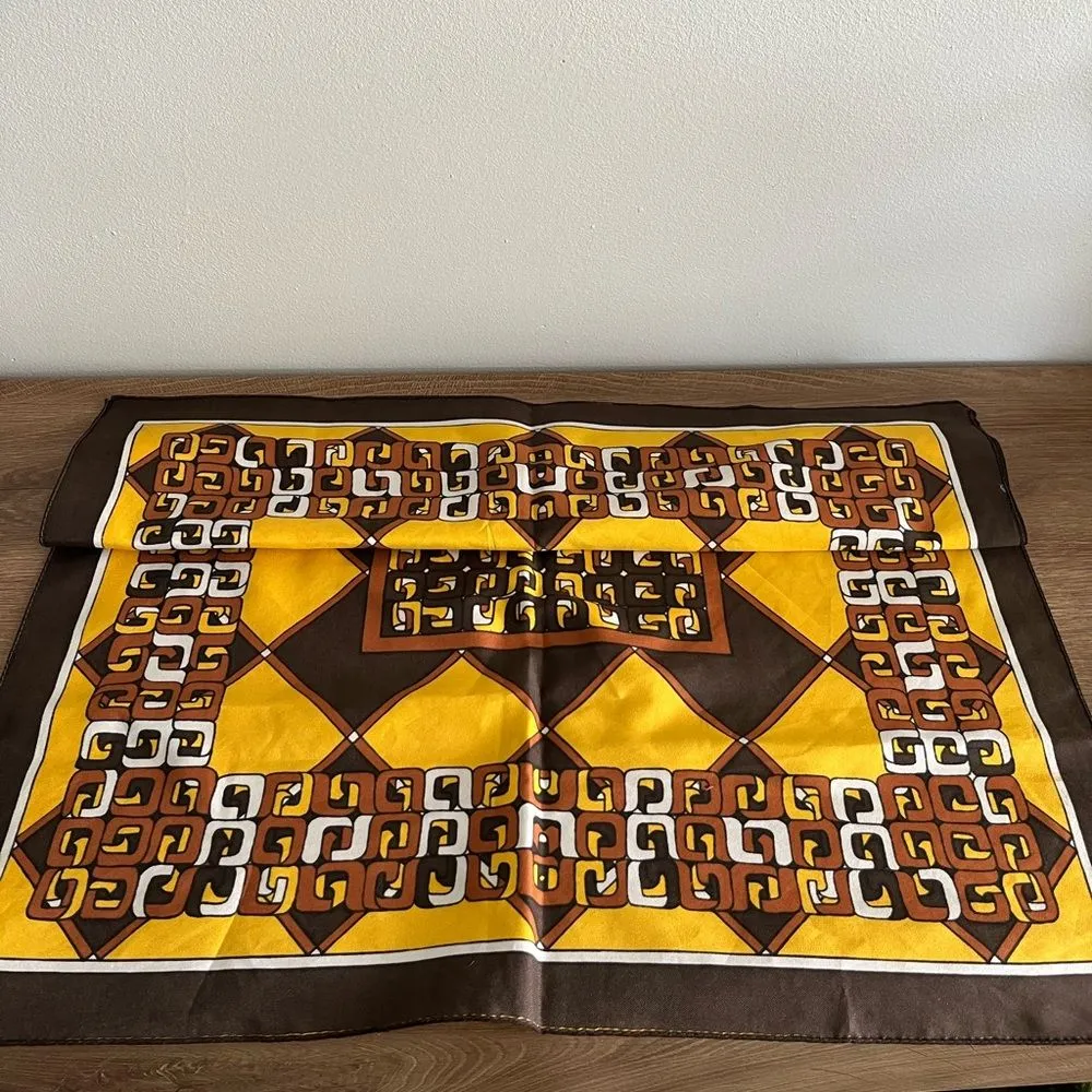 VINTAGE 1970s Retro Geometric Square Scarf - Image 5