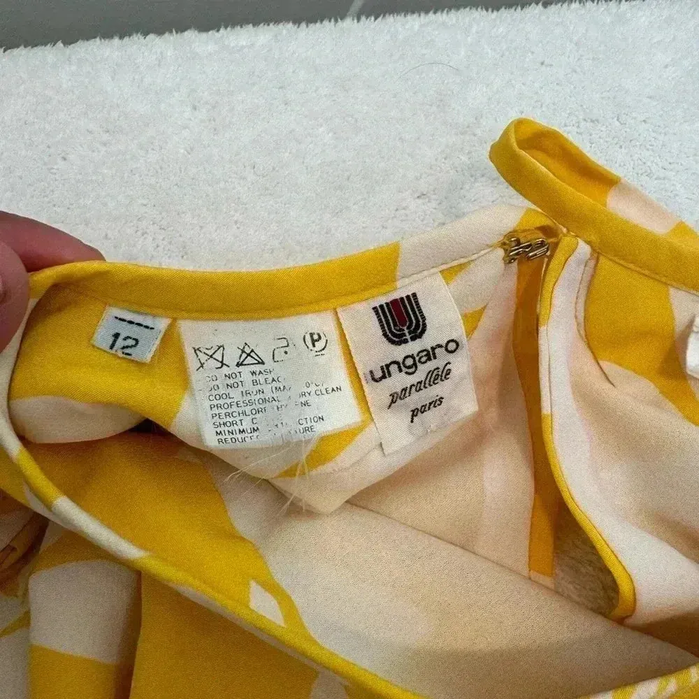 Vintage‎ Ungaro Parallele Paris silk Dress Yellow Size 12 - Image 5