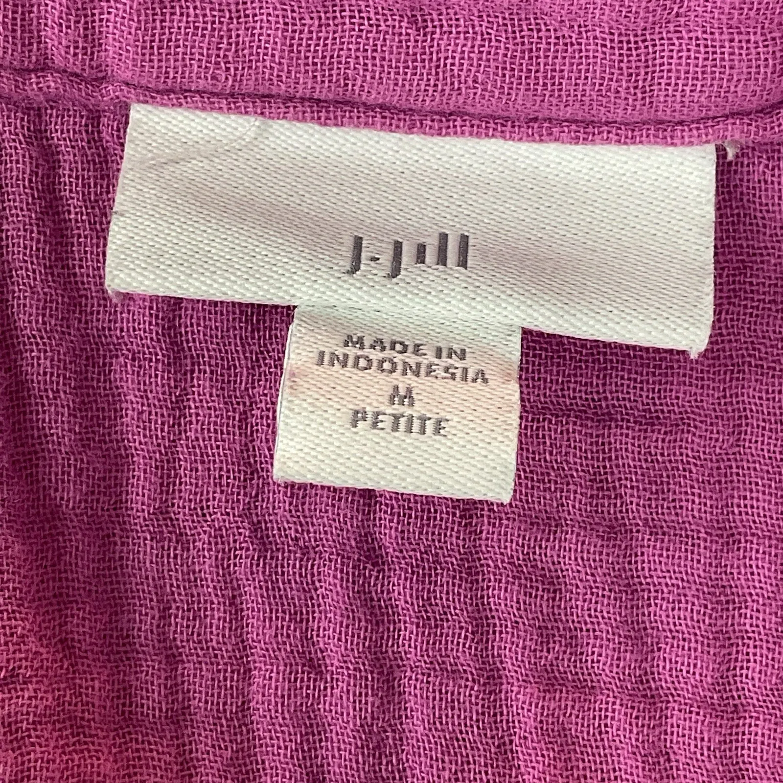 J. Jill Orchid Gauze Shirt Dress Style Midi 3/4 Roll Tab Sleeve Cotton Sz. MP Purple - Image 12