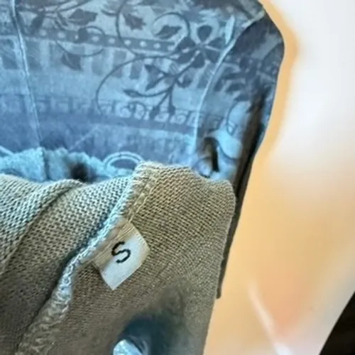 R Rouge Vintage Women Teal Embellished V Neck 3/4 Sleeve Tunic Top Shirt Dress S Gray - Image 3