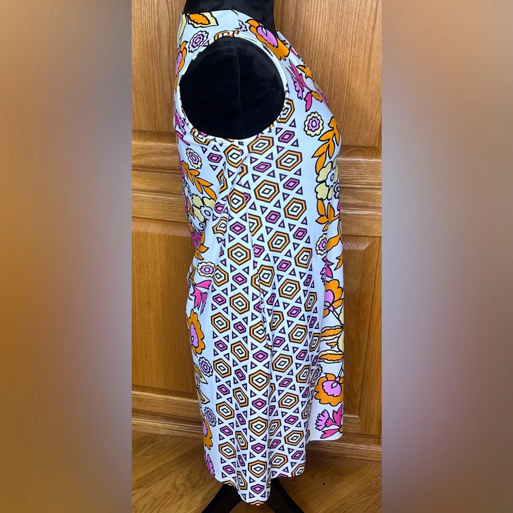 Jude Connally Jacey‎ Floral Damask Paisley Block Bright Geometric Print Dress XS Pink - Image 9