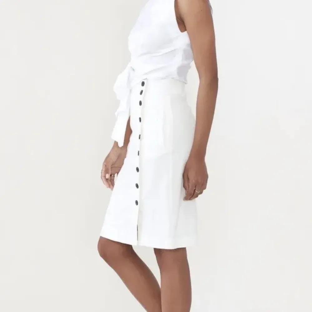 NWT BLDWN Women’s Wednesday Skirt Optic White  Pockets Cotton Linen Sz Sm - Image 5