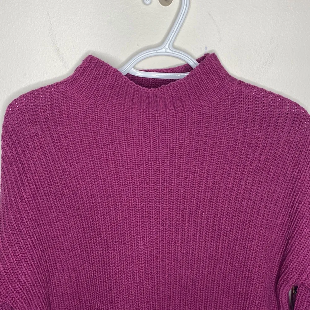 Cupcakes and cashmere cotton shaker rib knit mock neck berry sweater size XS - Image 3