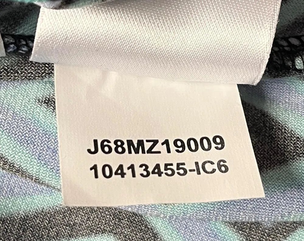 Evan Picone Pattern Faux Wrap Midi Dress Blue Teal Black Size 10 - Image 9