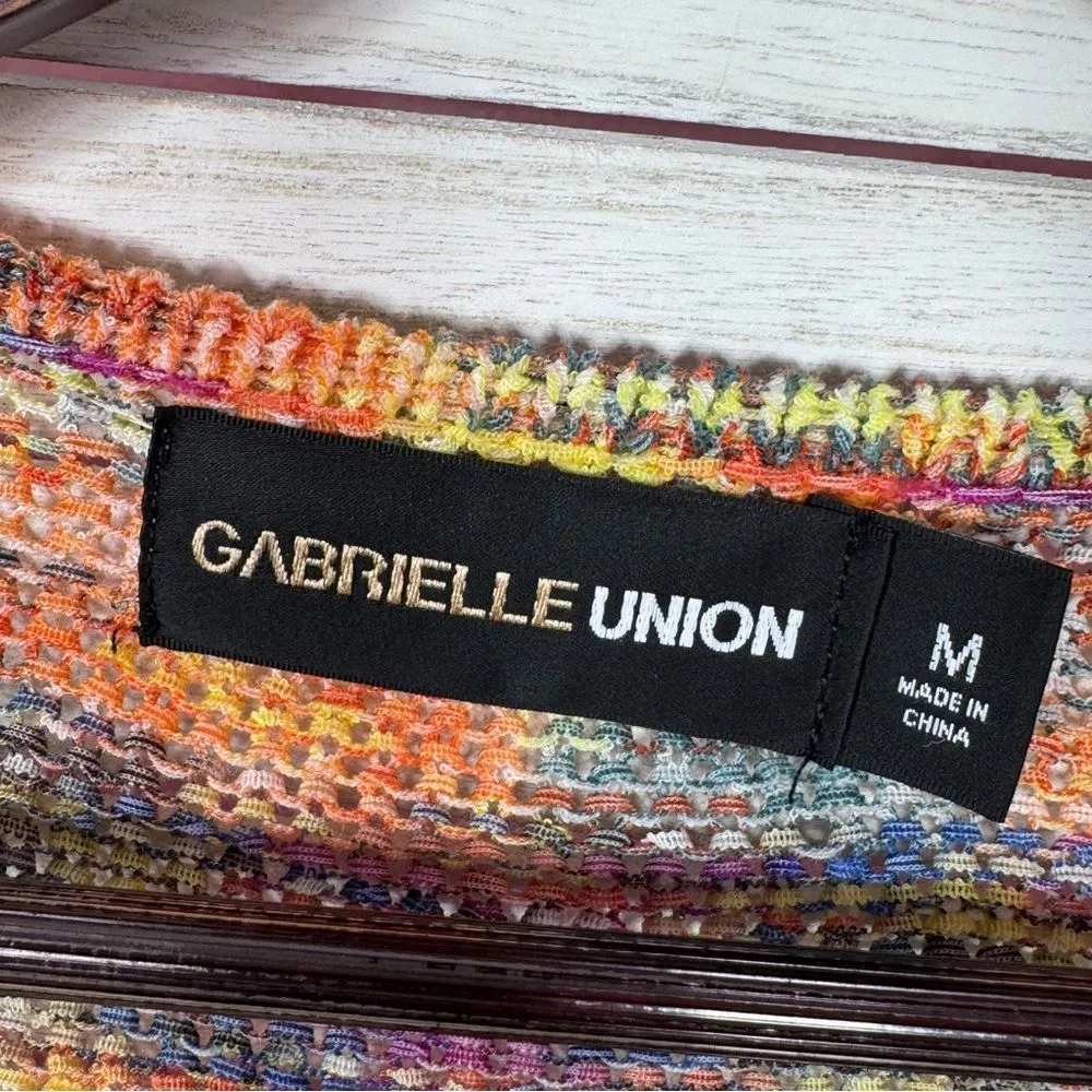 Gabrielle Union‎ Marled Rainbow Knit Shrug Sweater Long Sleeve Multicolor Medium - Image 9