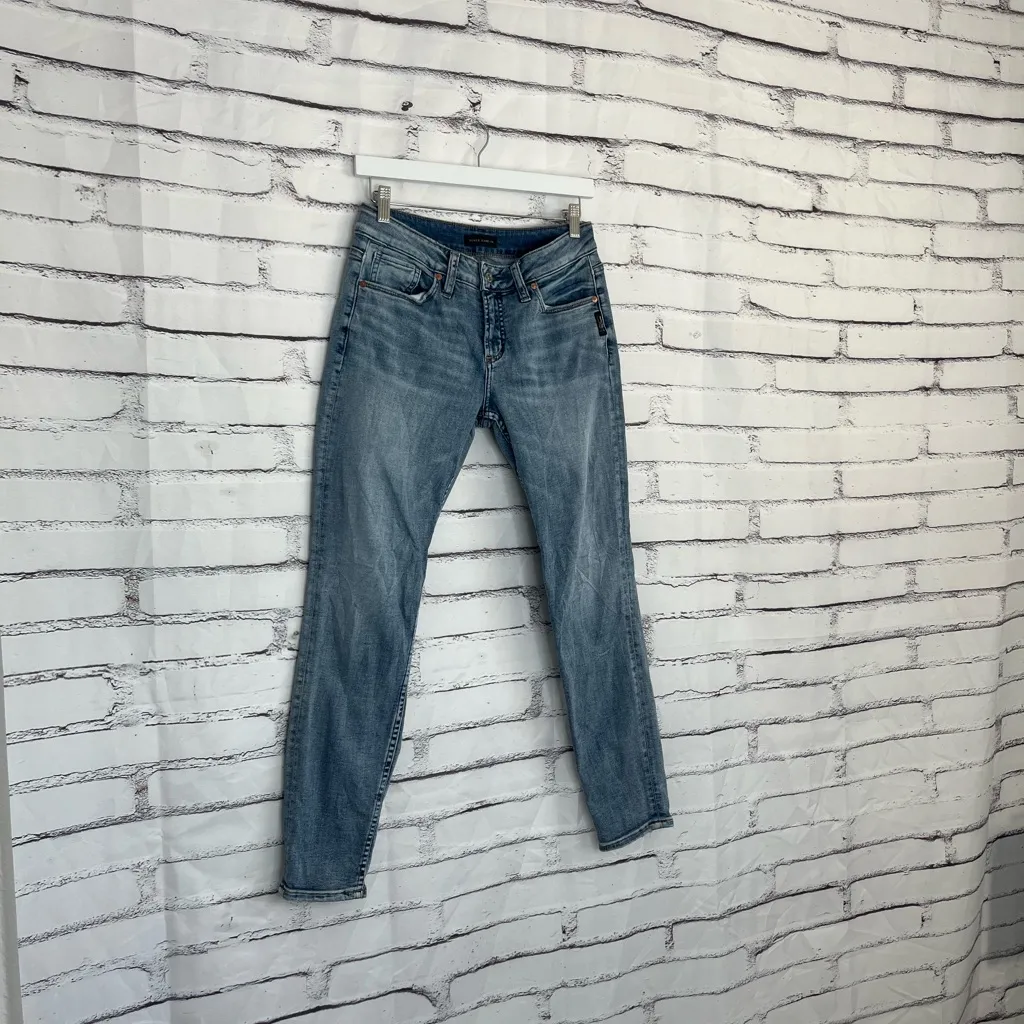 Silver Jeans Co Avery Skinny Women’s 26x29 Light Wash Stretch Denim Mid Rise Y2K - Image 2