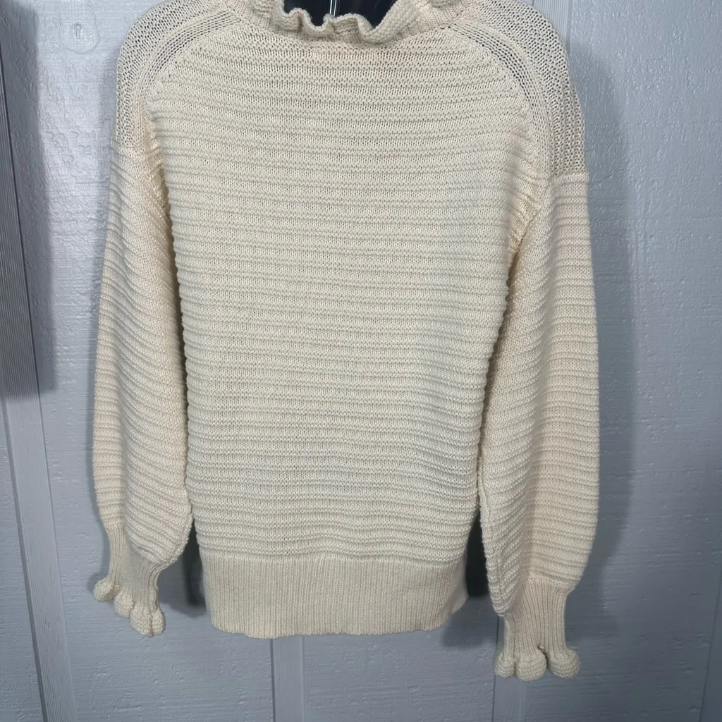 Madewell – Ruffle Neck Pullover Sweater (Heather Stone) Size Large NWOT - Image 6