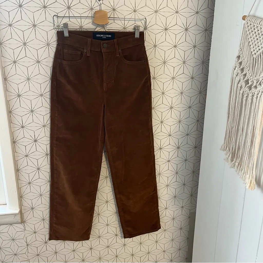 Veronica Beard Crosbie Wide Straight Leg
Crop Corduroy Pants Brown - Image 4