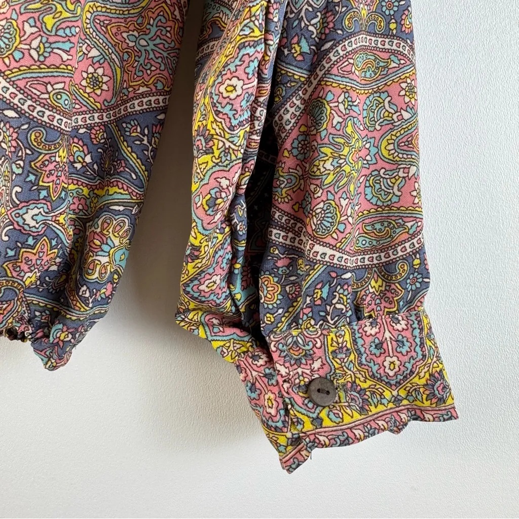 Boemo Wrap Top Shirt Blouse Festival Hippie Boho Bohemian Pink Medium Paisley - Image 6