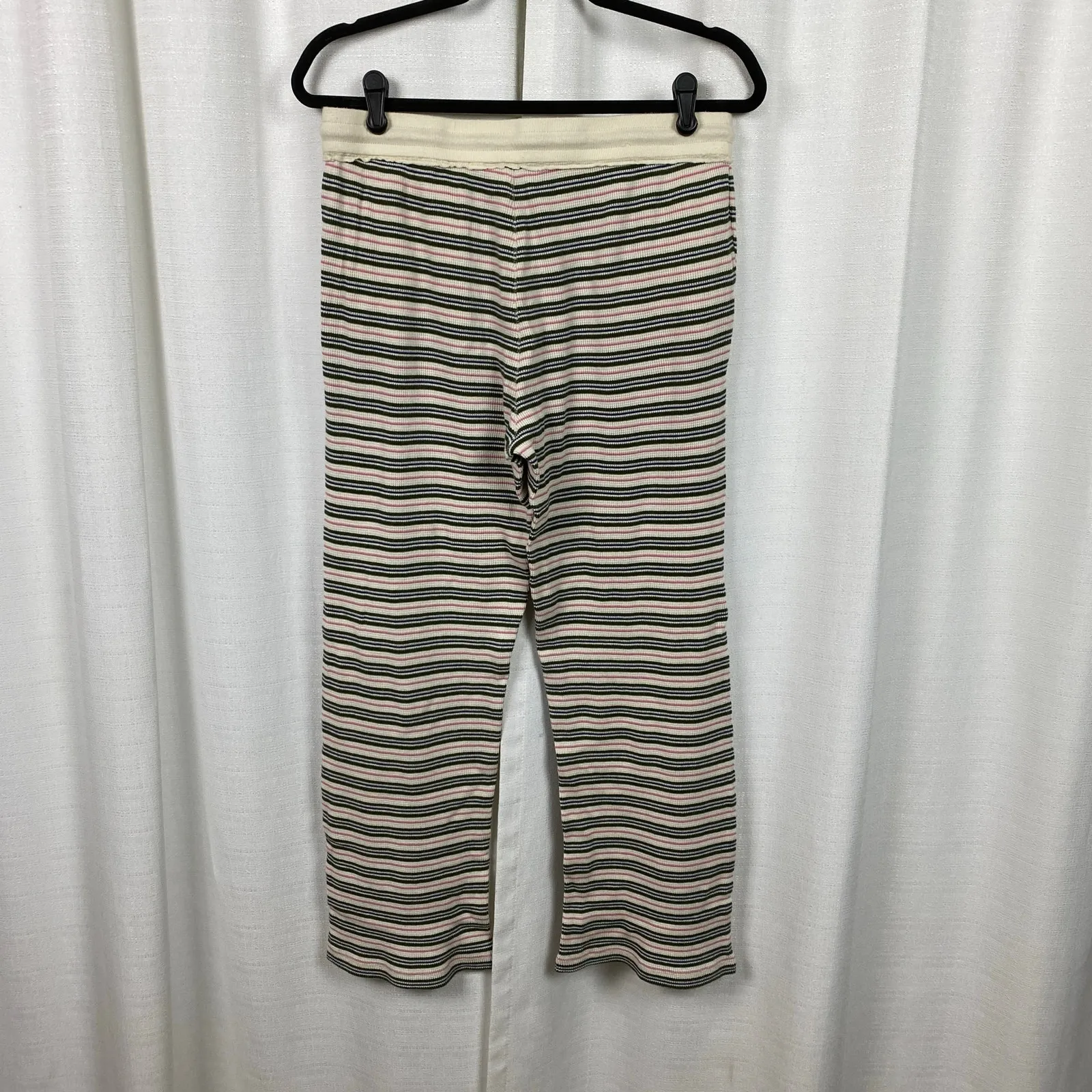 Sundance Cream Green&Pink Stripe Dina Waffle Knit Sleep Pants Sz.S - Image 8