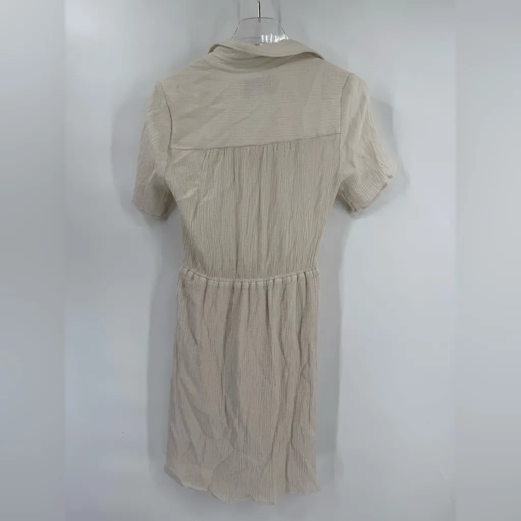 Brochu Walker‎ Goyad Mini Dress Cream Textured Tie Front size small - Image 5