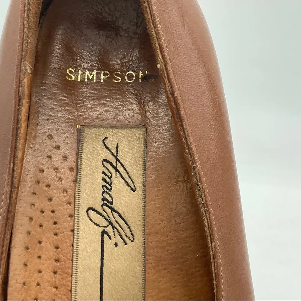 Amalfi Simpson Horsebit Basket weave brown leather Loafers slip on dress casual Size 7 - Image 9