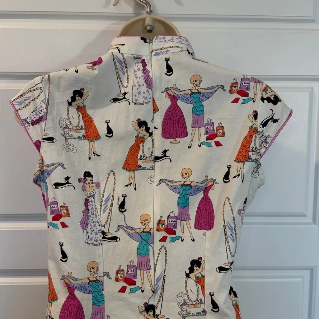 Yum & Dai vintage Chic Multicolor Print Mini Dress small Red - Image 4