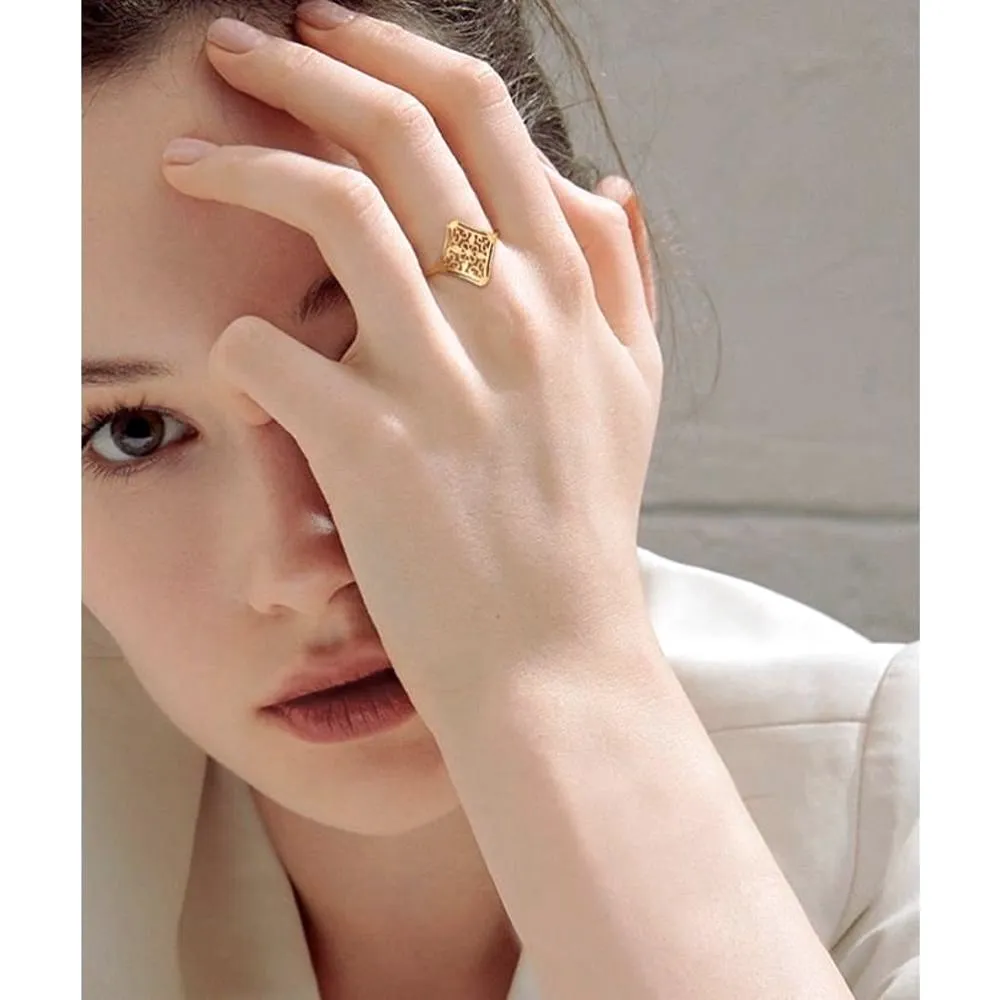 NEW 14k Yellow‎ Gold Plated Stainless Steel Filigree Ring, Size 6 - Image 6