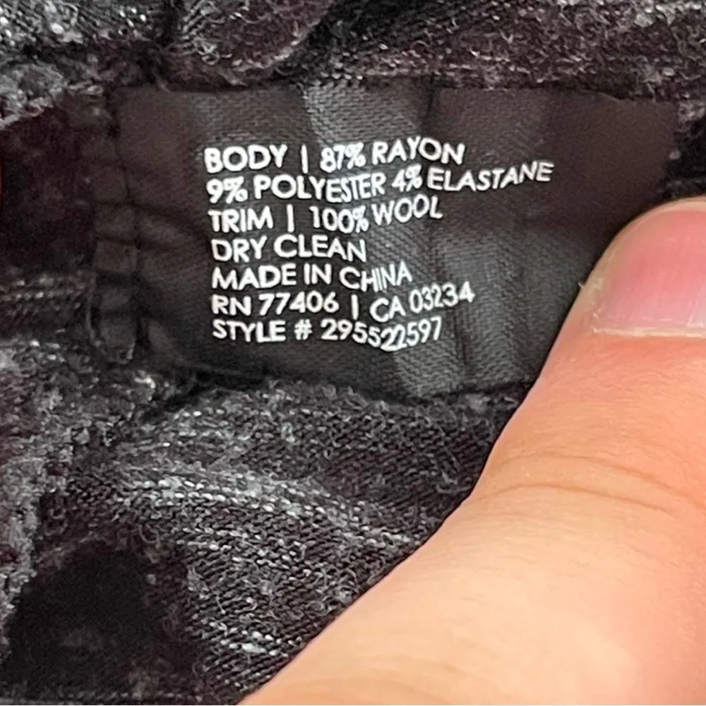 Women Club Monaco Sweater Black wool Dolman Sleeve Breathable V-Neck Medium - Image 6