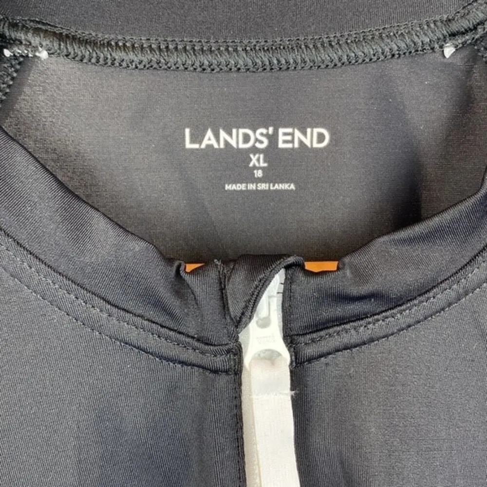 Land’s End Black & White Long Sleeve Sport Athletic Half Zip Neck Top XL - Image 4