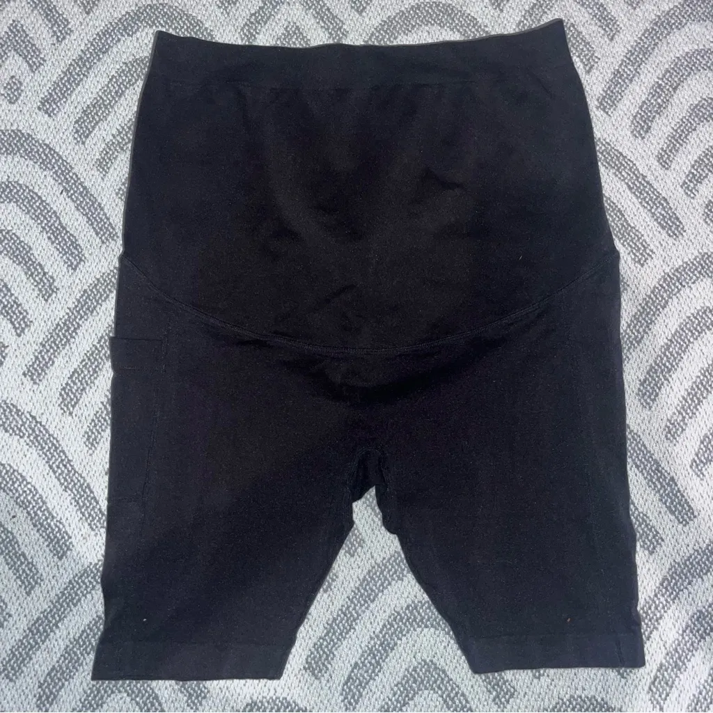 **2 Pairs** TIME AND TRU Maternity 9” Bike Shorts Black Medium Size undefined - Image 6
