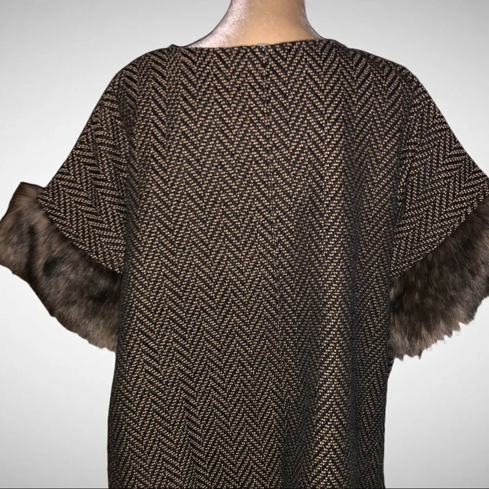 Tashon Nwot faux fur trim cute black top with cream chevron print Brown Size undefined - Image 10
