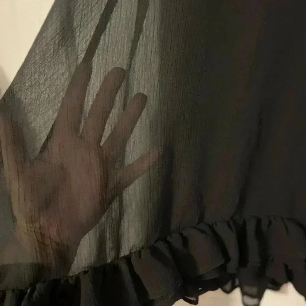 Charlotte Russe Black Ruffle‎ Long Floaty Mesh Tank top Size Small - Image 6