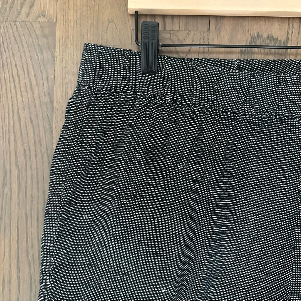 Eileen Fisher Linen Blend Black and White Woven Lantern Pant Black and White L - Image 6