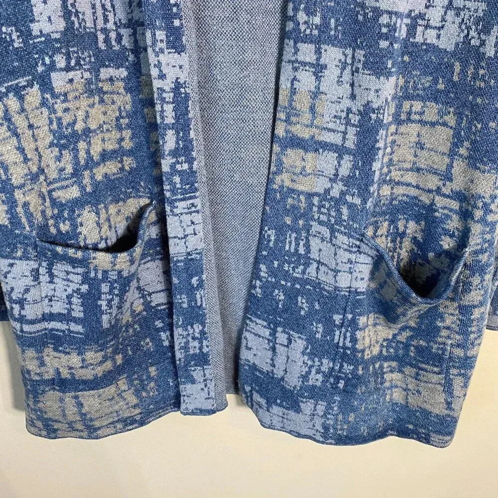 NWOT J. Jill Pure Jill Indigo Abstract Knit Cardigan Sweater Womens XS Blue Cozy - Image 9