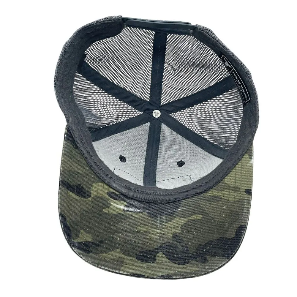 Red Dirt Hat Company Buffalo Skull Trucker Snapback Distressed Camo Hat - Image 6