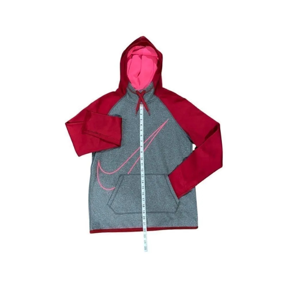 Nike Dri-Fit Swoosh Pullover Hoodie Sweatshirt Red & Pink Size Small - Image 8