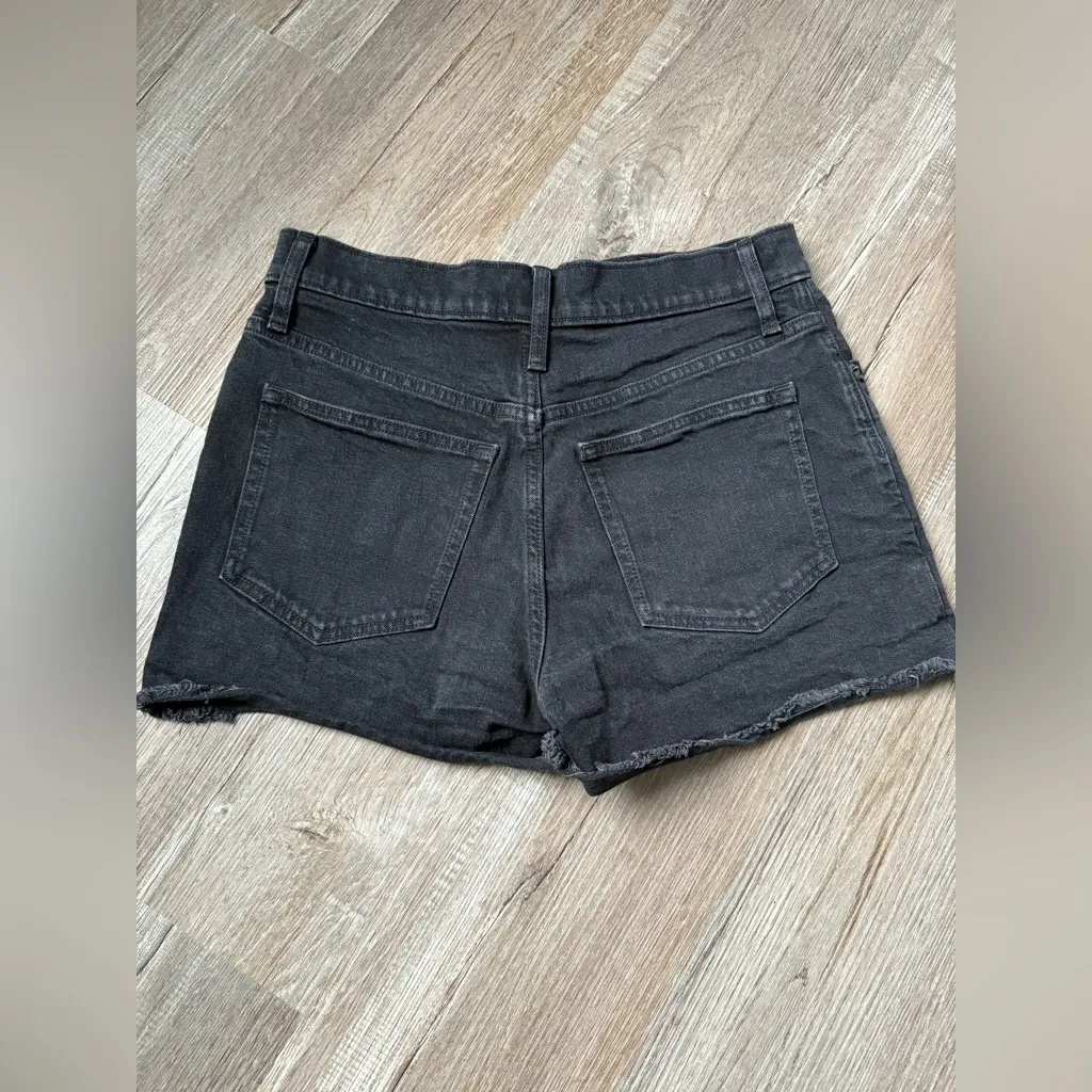 J. Crew Button Fly Denim Shorts Cotton High Rise Black Frayed Size 27 28 29 - Image 4