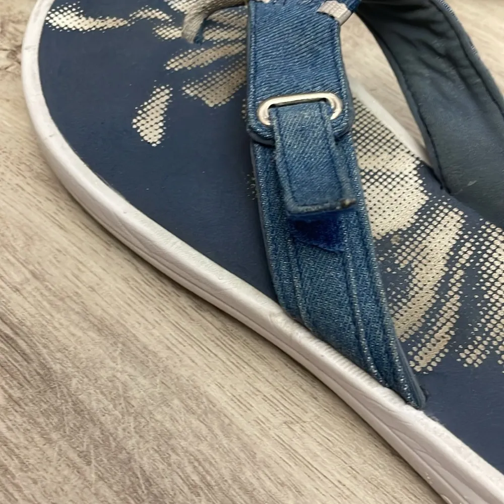 Blue Denim Adjustable Strap Women's Flip Flop Thong Sandals Size 9 - Image 5