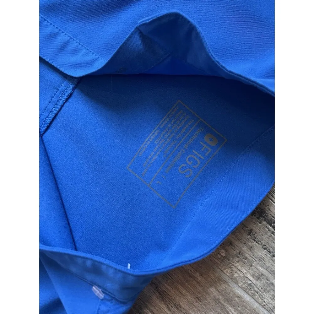 Figs Women Men Royal Blue Scrub Set technical SzLARGE Jogger Pants w/ TOP #246 - Image 6