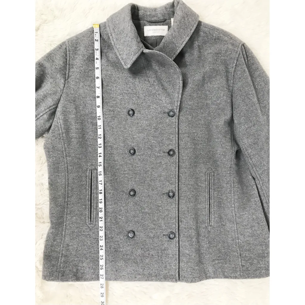 LIZ CLAIBORNE Gray Wool Cashmere Peacoat Jacket Size XL Double Breasted Winter‎ - Image 10